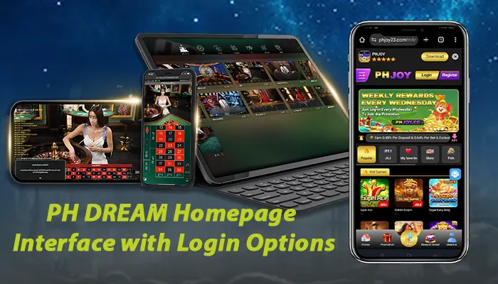 PH DREAM Homepage Interface with Login Options